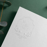 Elegant Floral Leaf Emblem Wedding Crest Monogram Embosser<br><div class="desc">A beautiful addition to wedding stationery and envelopes. The design features our hand-drawn florals and leaves paired with a simple double-line emblem crest design. Elegant "&" design personalized with a monogram,  one for each couple. Design by Moodthology Papery.</div>