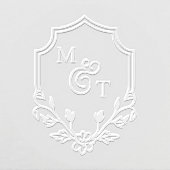 Elegant Floral Leaf Emblem Wedding Crest Monogram Embosser (Design)