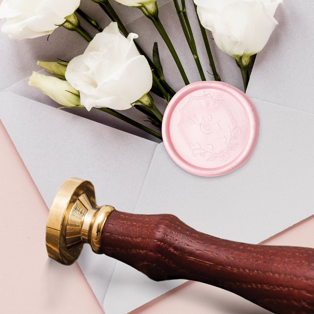Elegant Floral Leaf Emblem Wedding Crest Monogram Wax Seal Stamp (Elegant Floral Leaf Emblem Wedding Crest Monogram Wax Seal Stamp)