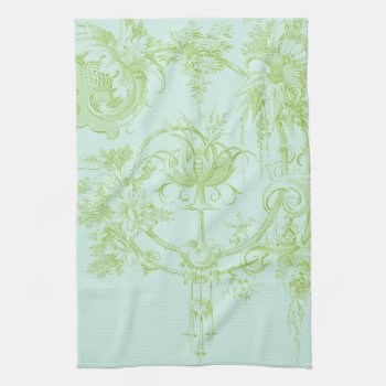 Elegant Floral  Leaf Green And Aqua Towel by JoyMerrymanStore at Zazzle