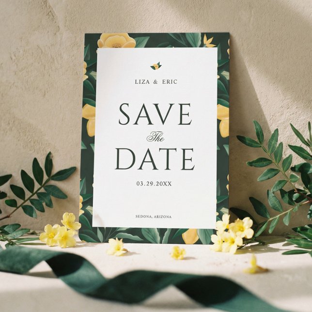 Elegant Floral Lemon Citrus Fruit Blossom Wedding  Save The Date (Lemon Blossom Floral Tree Elegant Wedding Save The Date)