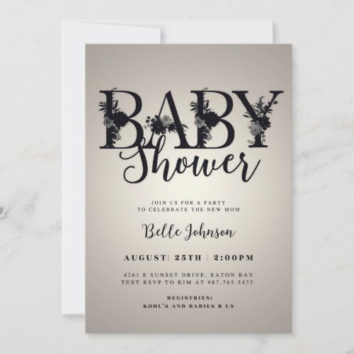 Elegant Floral Letters Baby Shower Invitation _ Pe