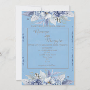 Elegant Floral Light Blue Invitation