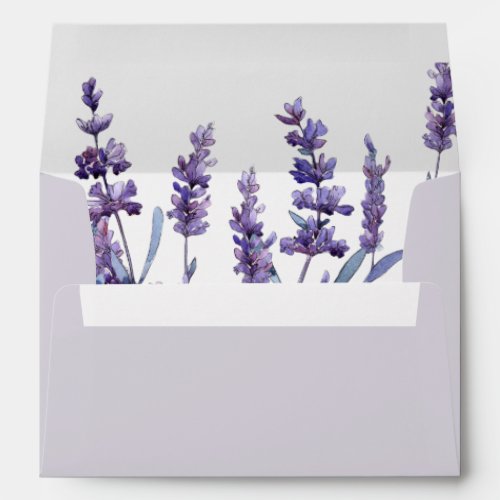 Elegant floral light lavender wedding envelope