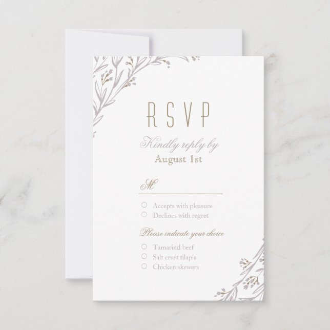 Elegant floral lilac rustic wedding  RSVP (Front)