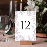 Elegant Floral Line Drawing Lavender Wedding Table Number<br><div class="desc">These beautiful wedding table number cards feature a floral line drawing frame in lavender purple. Stylish,  elegant,  and classic - perfect for your special day!</div>