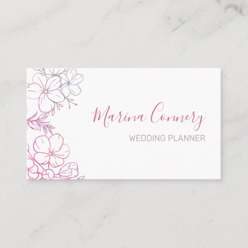 Elegant Floral Line Drawing Wedding Planner Business Card