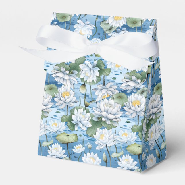 Elegant floral lotus flowers tiled  favor boxes (Front Side)