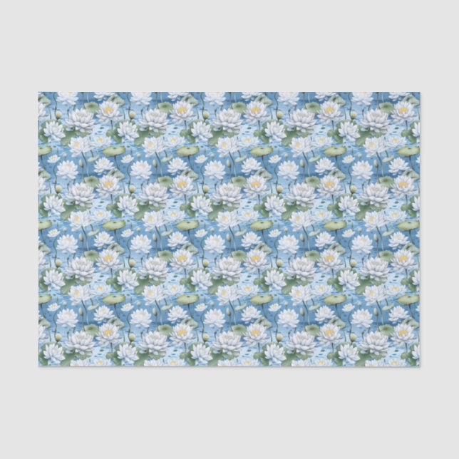 Elegant floral lotus flowers tiled  tissue paper (Front)
