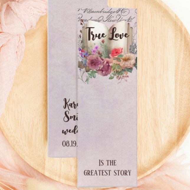 Elegant Floral Love Story Wedding Favor Bookmark Mini Business Card (Creator Uploaded)
