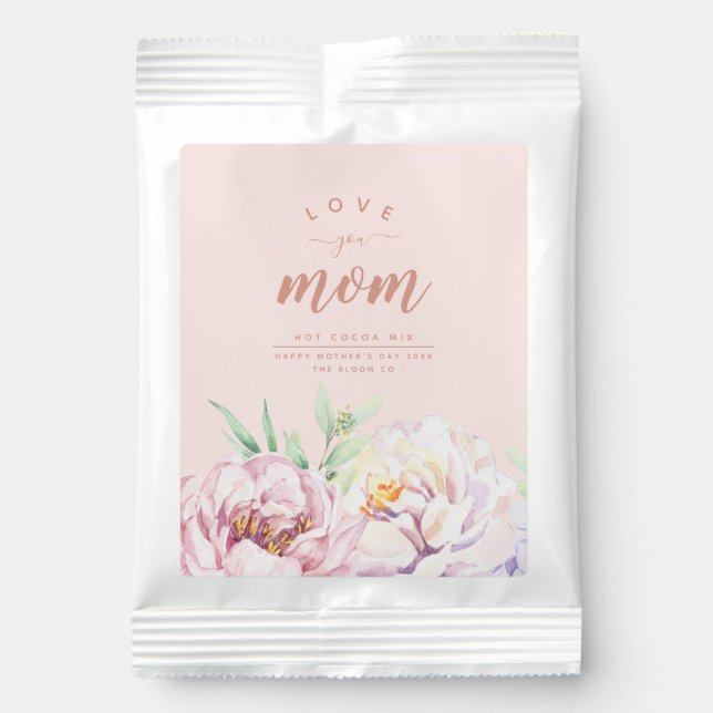 Elegant Floral Love You Mom  Hot Chocolate Drink Mix (Front)