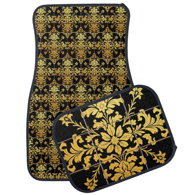 Elegant Floral Luxury Trendy Collection Car Floor Mat (Set)
