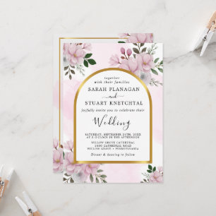 Elegant Floral Magnolia Arch Wedding  Invitation