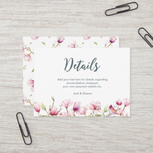 Elegant floral magnolia details card