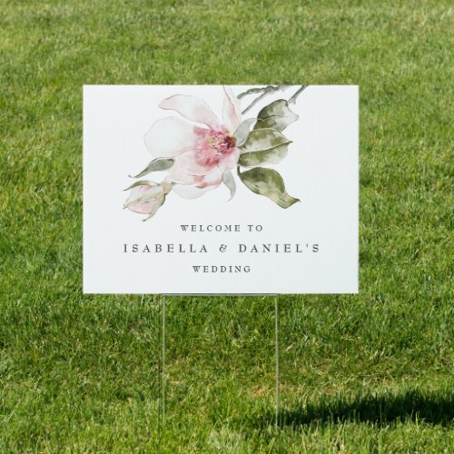 Elegant Floral Magnolia Wedding Ceremony Sign