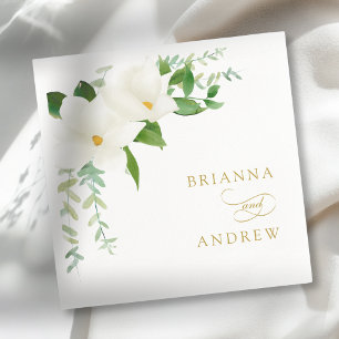 Elegant Floral Magnolia Wedding Napkins
