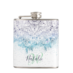 Elegant floral mandala and confetti image flask