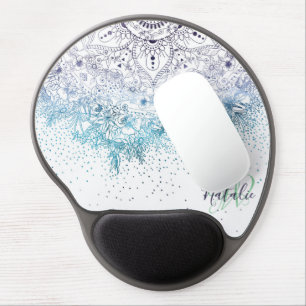 Elegant floral mandala and confetti image gel mouse pad