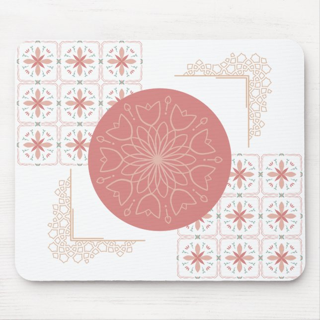 Elegant Floral Mandala Mouse Pad – Soft Pink Tones (Front)
