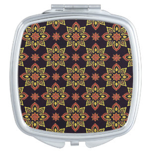 Elegant Floral Mandala Pattern Compact Mirror