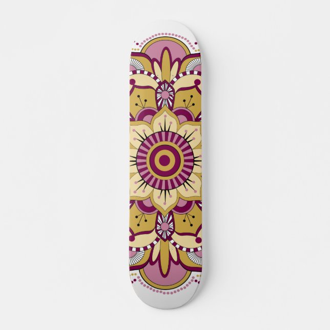 Elegant Floral Mandala Skateboard (Front)