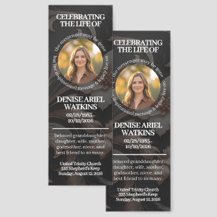 Elegant Floral Marble Memorial Remembrance Photo Bookmarks
