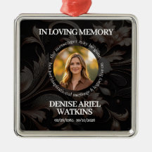 Elegant Floral Marble Memorial Remembrance Photo