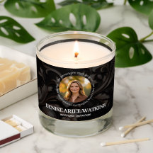 Elegant Floral Marble Memorial Remembrance Photo