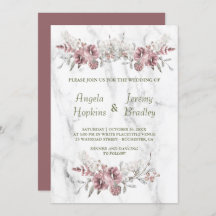 Elegant Floral Marble Watercolor Wedding
