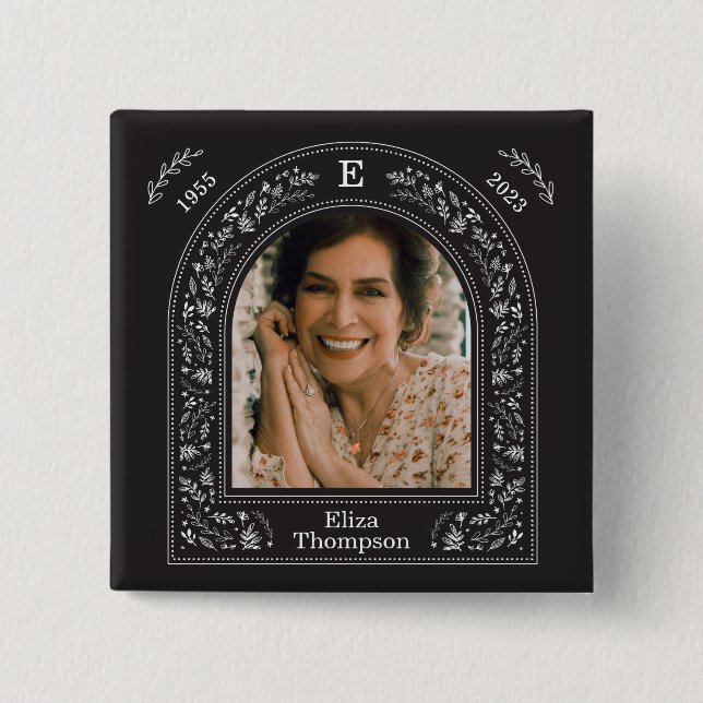 Elegant Floral Memorial Button (Front)