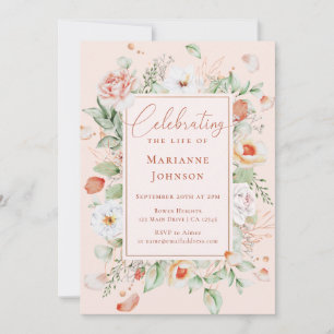 Elegant Floral Memorial Celebration of Life Invitation