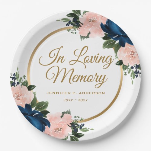Elegant Floral Memorial Funeral Paper Plates