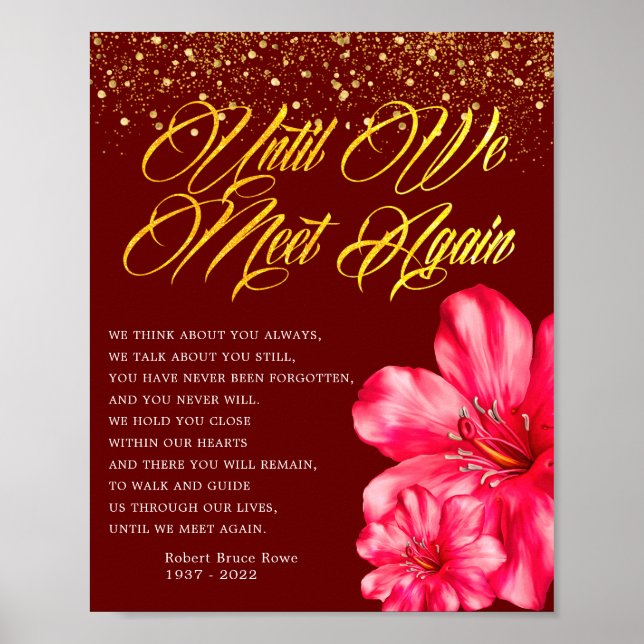 Elegant Floral Memorial Funeral Poem Sign (Front)