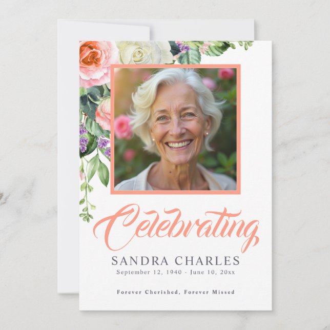 Elegant Floral Memorial Funeral Program (Front)