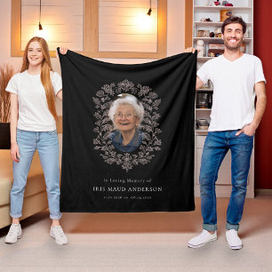 Elegant Floral Memorial Photo In Loving Memory Fleece Blanket