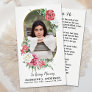Elegant Floral Memorial Prayer Card Photo Funeral