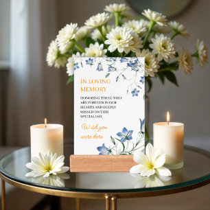 Elegant Floral memorial sign "In Loving Memory"" Holder