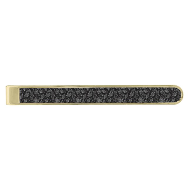 Elegant Floral Men's  Gold Finish Tie Bar (Front)