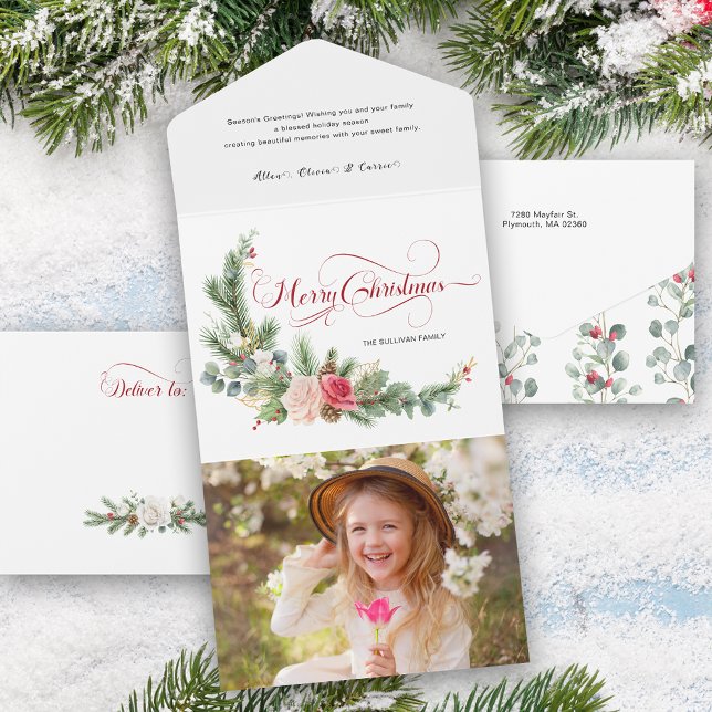 Elegant Floral Merry Christmas Calligraphy All In One Invitation (Creator Uploaded)