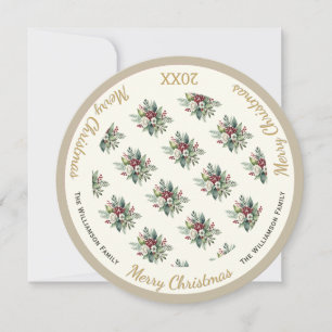 Elegant Floral Merry Christmas Personalized Holiday Card