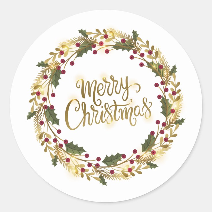 Elegant Floral Merry Christmas | Sticker Seal | Zazzle