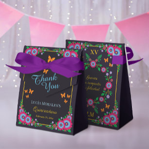 Elegant Floral Mexican Folk Art Fiesta Quinceanera Favor Boxes