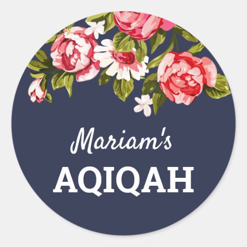 Elegant Floral Midnight Blue Baby Girl Aqiqah