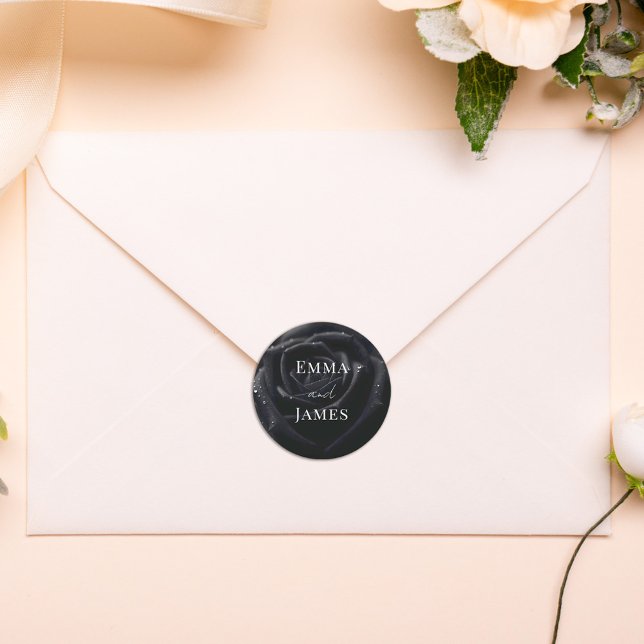 Elegant Floral Midnight Rose Wedding Envelope Seal (Creator Uploaded)