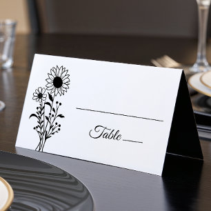 Elegant Floral Minimalist Black White Wedding