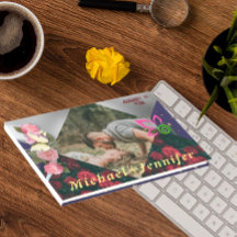 Elegant Floral Minimalist Custom Photo Wedding