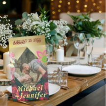 Elegant Floral Minimalist Custom Photo Wedding