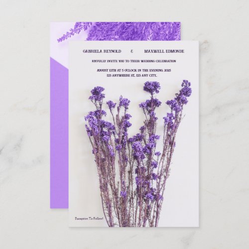 Elegant Floral Minimalist Purple Lavender Wedding Invitation