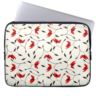 Elegant Floral Minimalist Red White Laptop Sleeve