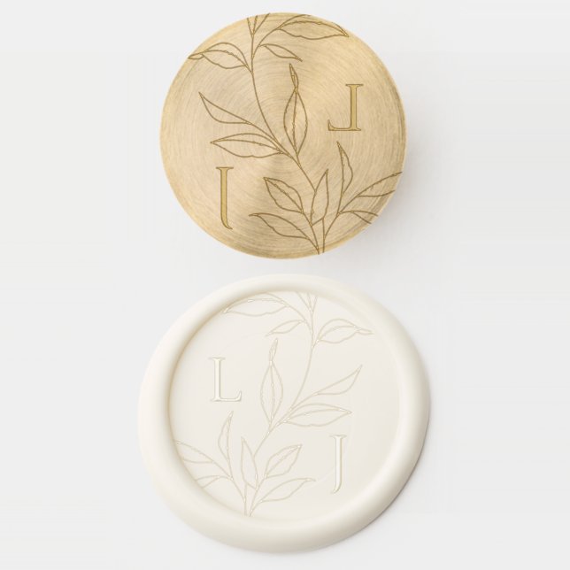 Elegant Floral Minimalist Wedding Initials  Wax Seal Stamp (Stamped)